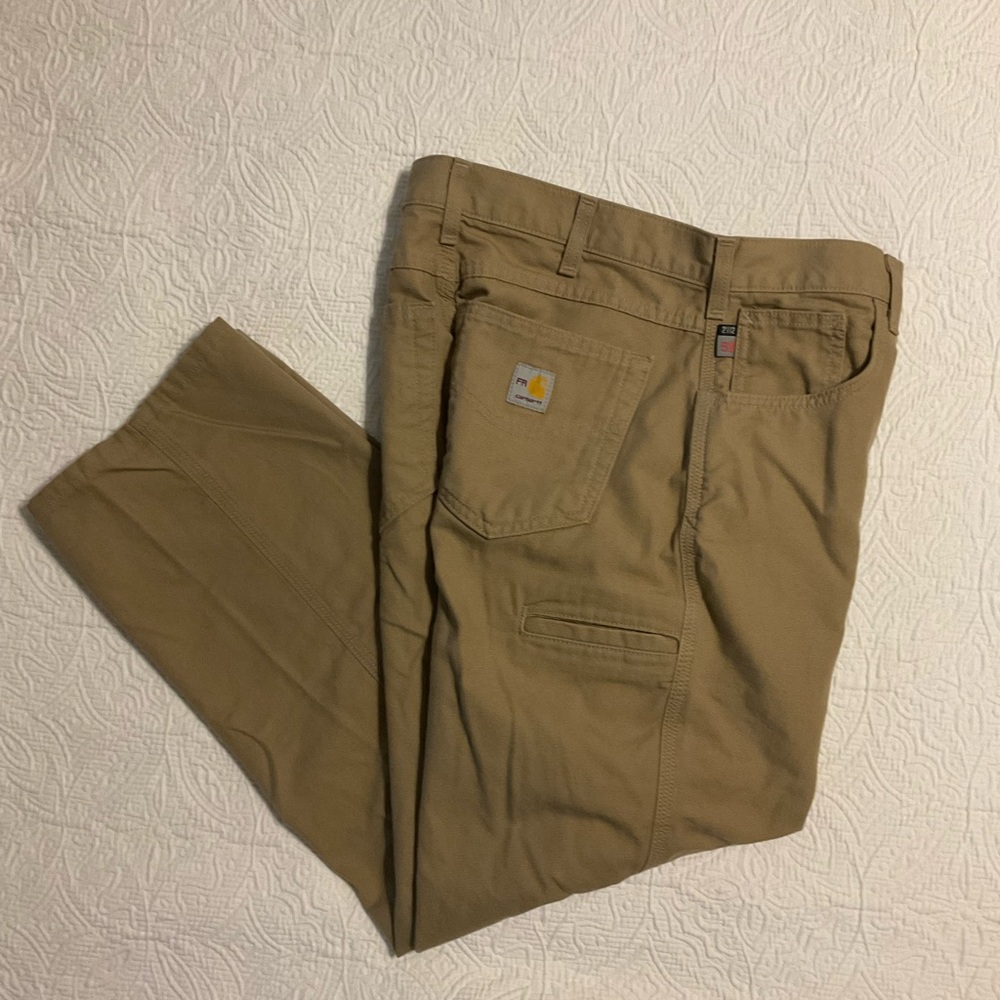 Carhartt FR Pants Mens 32x30 Khaki Flame Resistant CAT 2 FRB159 Loose Fit